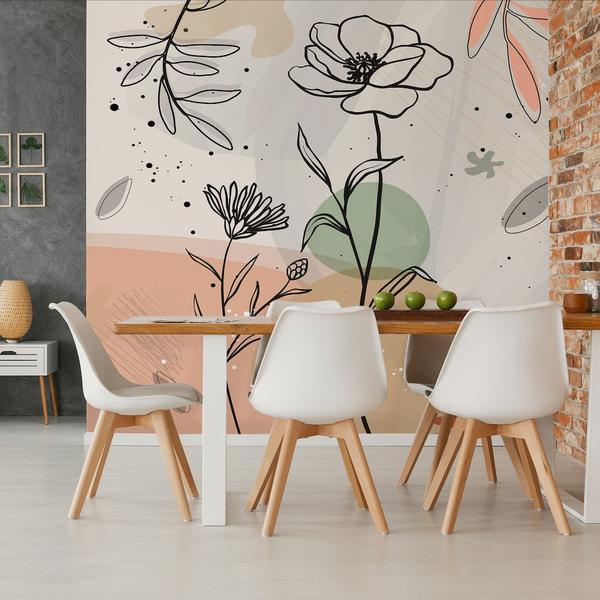 Imagem de Papel de Parede Floral Orgânico Boho Sala Cozinha Quarto 6m²