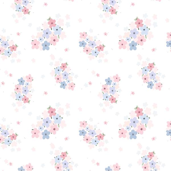 Imagem de Papel de Parede Floral Rosa e Lilás Mini Infantil 2,70x0,57m