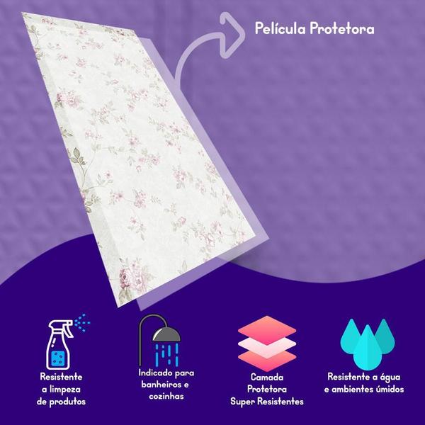 Imagem de Papel De Parede Floral Verde Rosa Com Laminação