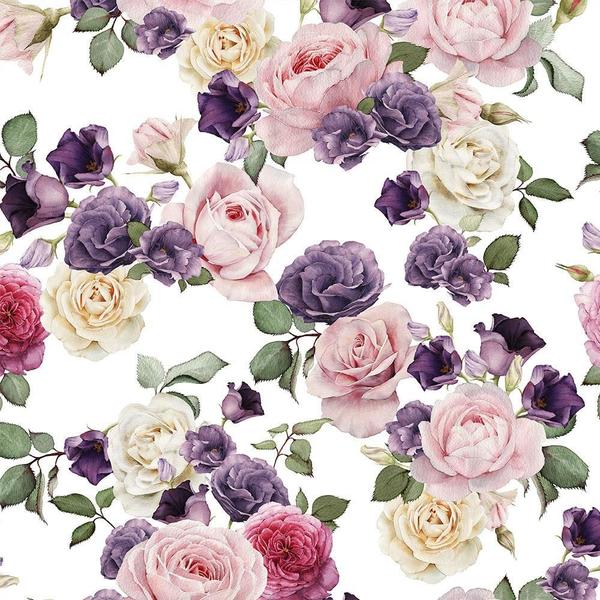 Imagem de Papel De Parede Flores Rosa Roxo Com Laminação