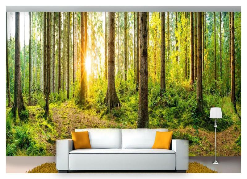 Imagem de Papel De Parede Floresta Natureza Árvores 3D 3M² Xna199