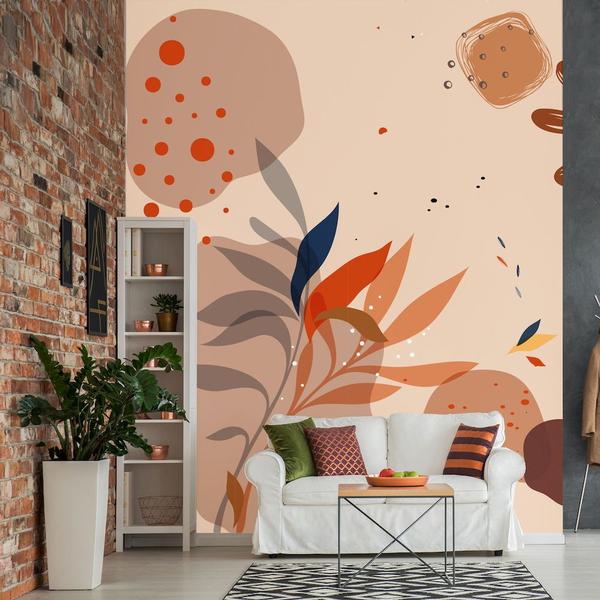 Imagem de Papel de Parede Folhagem Boho Orgânico tons Terrosos 6m²