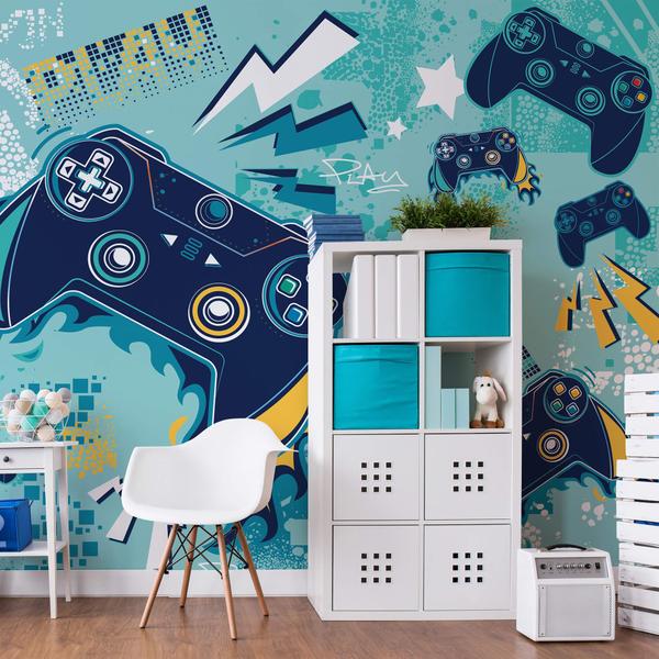 Imagem de Papel de Parede Gamer Painel Video Game Controles cobre 12m²