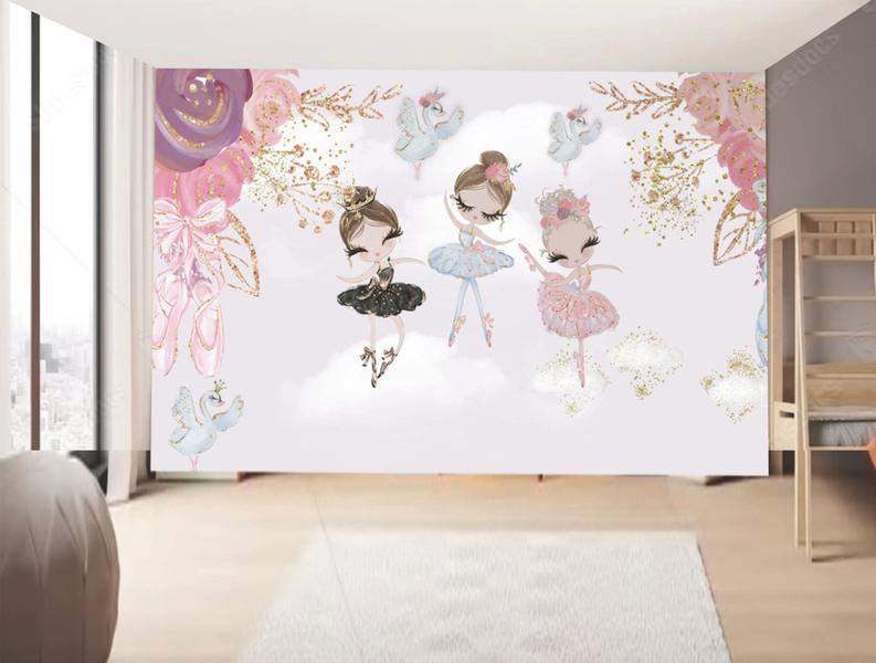 Imagem de Papel de Parede Infantil Bailarinas    (folha med. 90x300 cm)