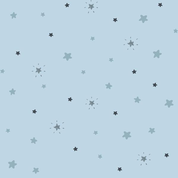 Imagem de Papel de Parede Infantil estrelas azul céu Fofura Baby FF4033.