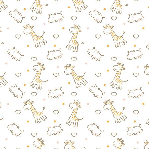 Imagem de Papel de Parede Infantil Girafa e Hipopótamo 2,70x0,57m