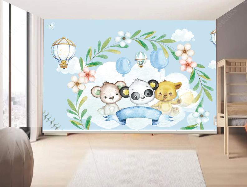 Imagem de Papel de Parede Infantil Ursinhos  (folha med. 90x300 cm)