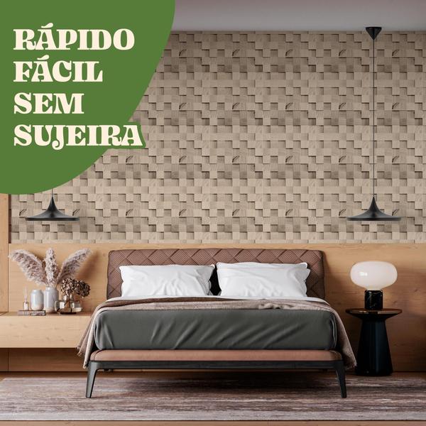 Imagem de Papel de Parede Lavável Adesivo Estilo Cubo De Madeira Natural