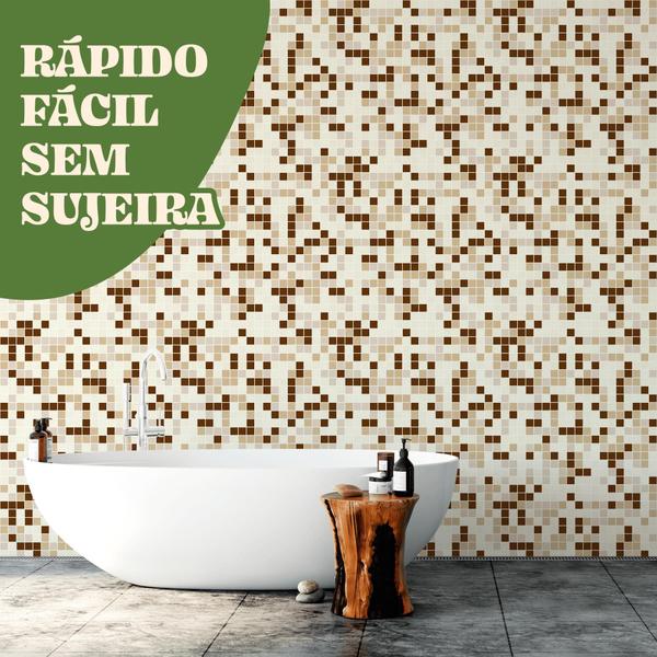 Imagem de Papel de Parede Lavável Adesivo Estilo Pastilha Bege Sala