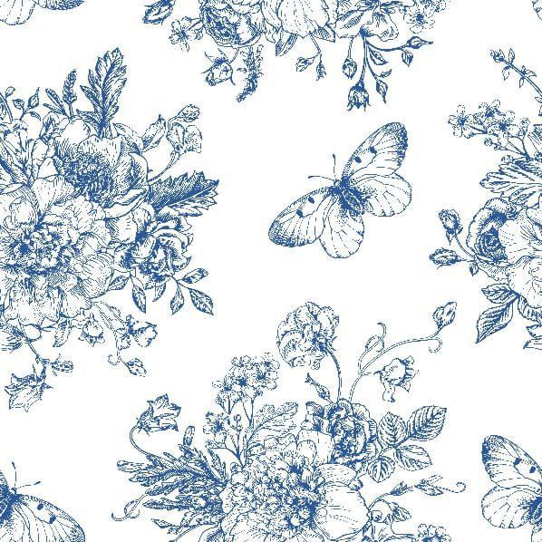 Imagem de Papel De Parede Lavável Autoadesivo Floral Azul 0,50 x 3,00 m