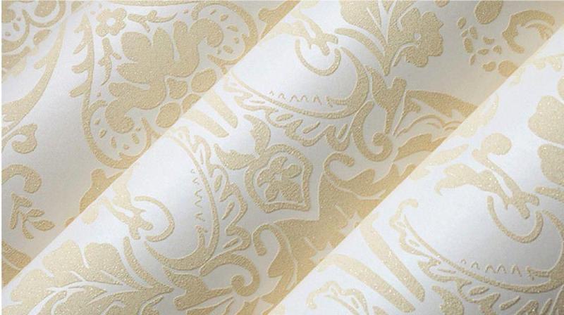 Imagem de Papel de Parede Lavável - Creme com Arabescos em Bege - Rolo com 10m x 53cm - LMS-PPY-8671-2