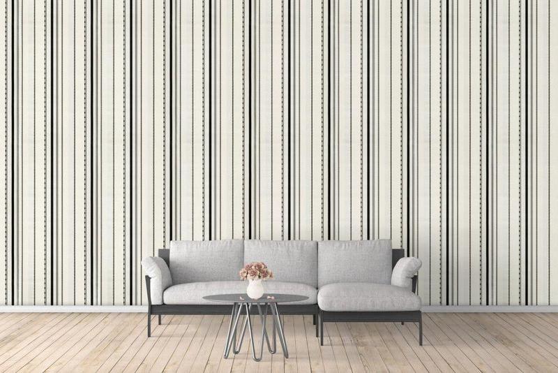 Imagem de Papel de Parede Lavável - Rolo com 10m x 53cm - Palha com Listras em Cinza e Preto - LMS-PPH-120903