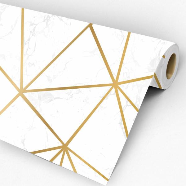 Imagem de Papel De Parede Mármore Zara Dourado E Branco Lavável