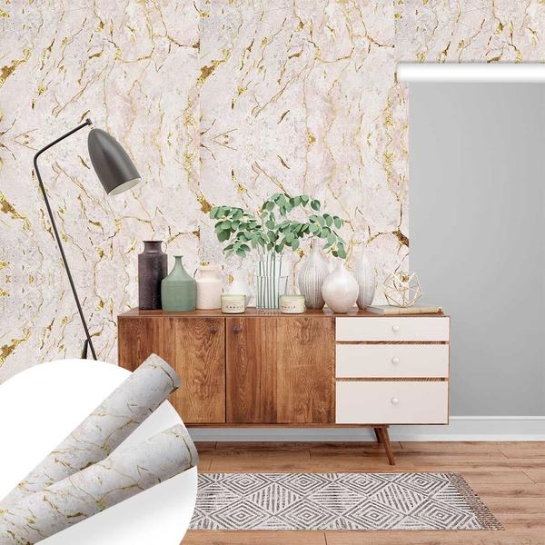 Imagem de Papel de Parede Mod 4 Marble Bege Golden Vinilico