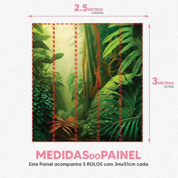 Imagem de Papel De Parede Painel 3D Folha Floresta Tropical Viníl 2,5M