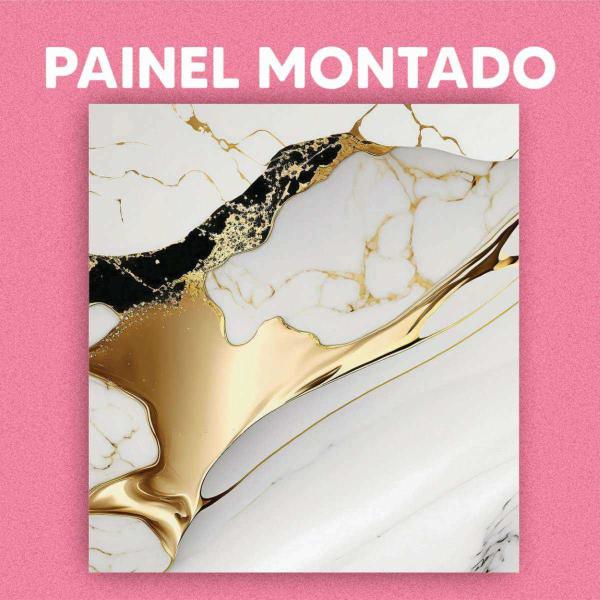 Imagem de Papel de Parede Painel 3D Mármore Branco Brilho Ouro 1M Revestimento Auto Colante Marmorizado