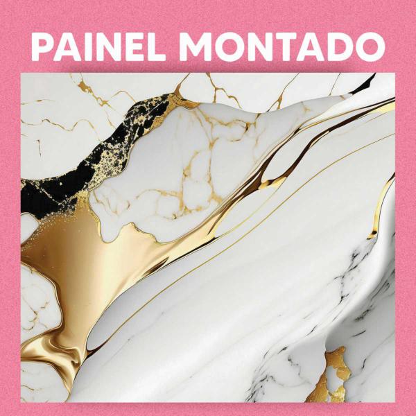 Imagem de Papel de Parede Painel 3D Mármore Branco Brilho Ouro 3M Revestimento Auto Colante Marmorizado