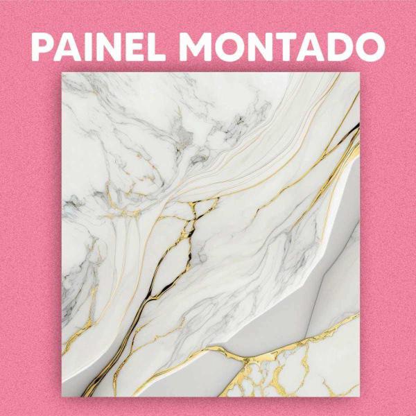 Imagem de Papel De Parede Painel 3D Mármore Branco Com Ouro 1M