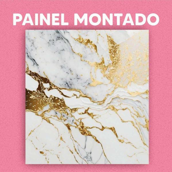 Imagem de Papel De Parede Painel 3D Mármore Branco E Dourado 1M