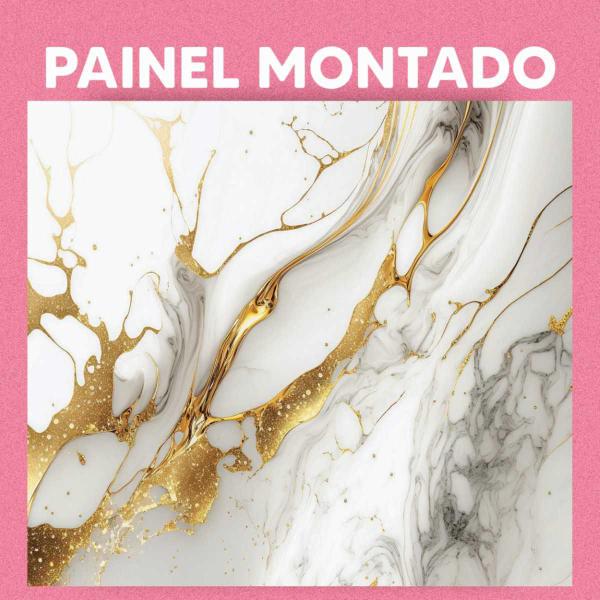 Imagem de Papel de Parede Painel 3D Mármore Branco Fio Dourado 2,5M Revestimento Auto Colante Marmorizado