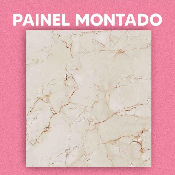 Imagem de Papel de Parede Painel 3D Mármore Porcelanato Bege 1M Auto Colante Lavável Revestimento Brilhoso