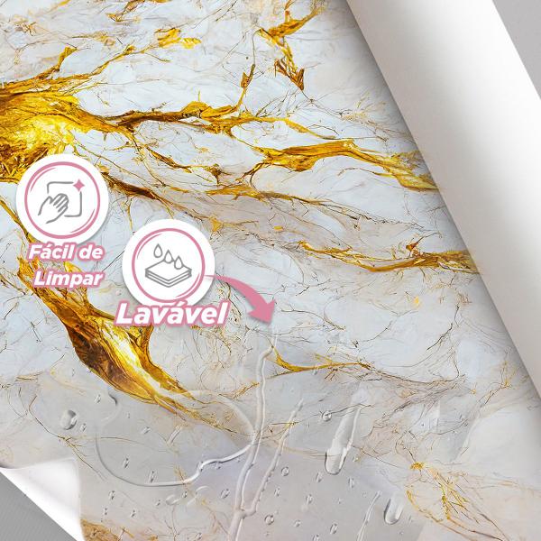 Imagem de Papel de Parede Painel 3D Mármore White Dourado Auto 3,5M Colante Lavável Revestimento