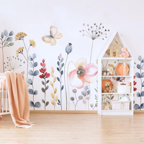 Imagem de Papel de Parede Painel Floral Aquarela 8 rolos - 12m²