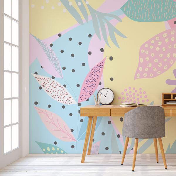 Imagem de Papel de Parede Painel Floral Tons Pastéis 6 rolos - 9m²