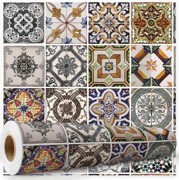 Imagem de Papel De Parede Para Cozinha Azulejo Autoadesivo Português 5mx47cm