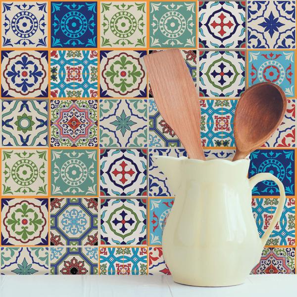 Imagem de Papel de Parede para Cozinha Azulejo Santa Cruz Rolo 57x270c