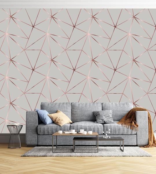 Imagem de Papel De parede Para Quarto E Sala Geométrico Rose Silver