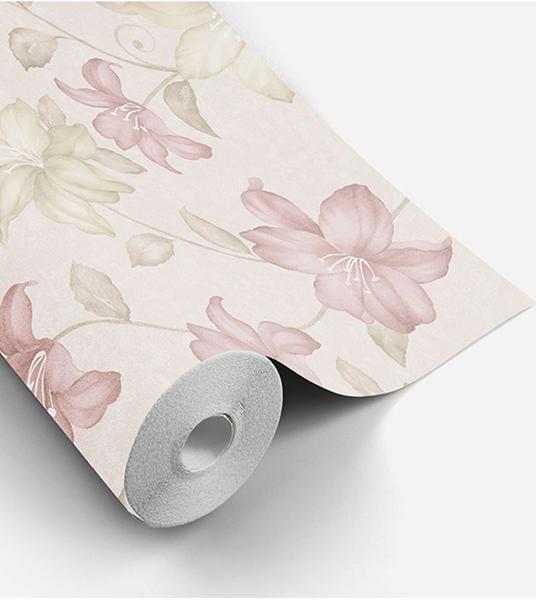 Imagem de Papel de parede Para Quartos E Sala em Tons creme rose E Verde musgo 1 Metro