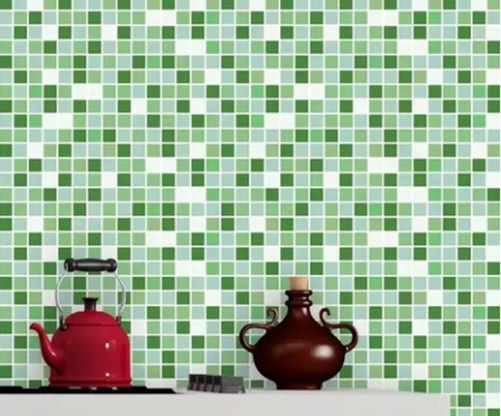 Imagem de Papel de Parede Pastilha Verde Lavável Banheiro Cozinha Lavanderia PA 16 3METROSX57CM