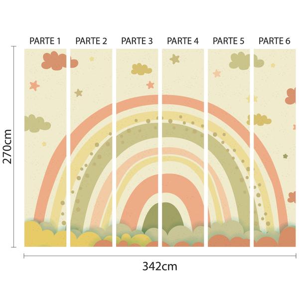 Imagem de Papel de Parede Quarto de Menina Arco-íris Cores Quentes 9m²