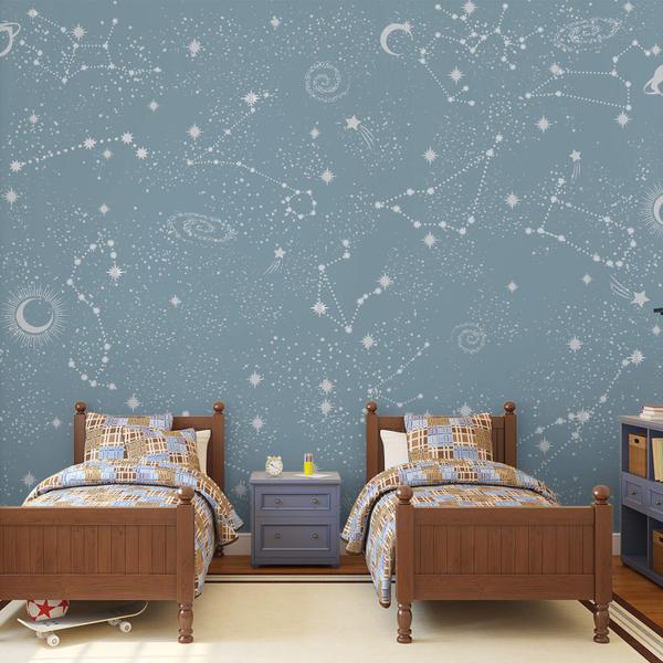 Imagem de Papel de Parede Quarto Infantil Espaço e Constelação 9m²