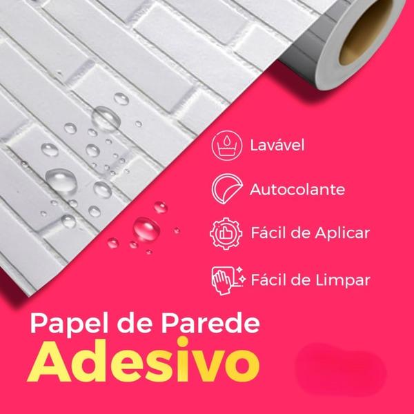 Imagem de Papel de Parede Rolo 10 Metros Autoadesivo Mármore para cozinha quarto Brilhante Lavável