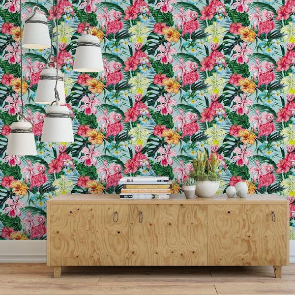 Imagem de Papel De Parede Temático Tropical Flamingo - 2,50x0,50m