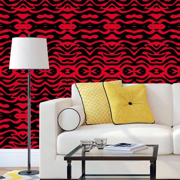 Imagem de Papel De Parede Textura Adesivo Vermelho E Preto Decorativo