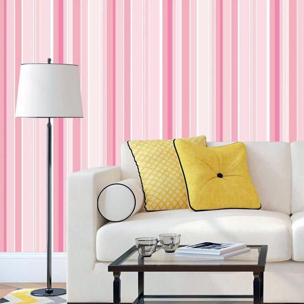 Imagem de Papel De Parede Varias Cores Rosa Faixa Decorativa Adesivo