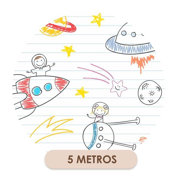 Imagem de Papel de Parede Vinílico Autoadesivo Lavável Astronauta Desenho Decoração Quarto Infantil Menino