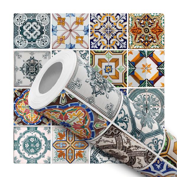 Imagem de Papel De Parede Vinílico Azulejo Português Retrô Cozinha 12m