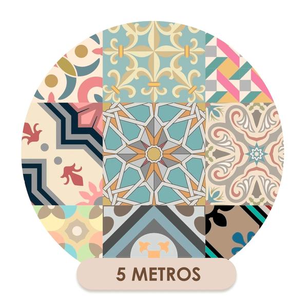 Imagem de Papel De Parede Vinílico Azulejos Coloridos Cozinha 5m