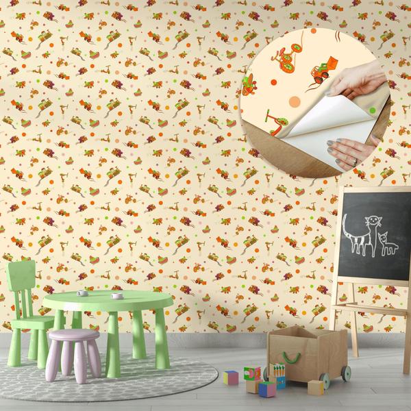 Imagem de Papel de Parede Vinílico Brinquedos Colorido Quarto Infantil 2.5m