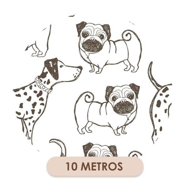 Imagem de Papel de Parede Vinílico Cachorro Pug Dálmata Basset PetShop 10m