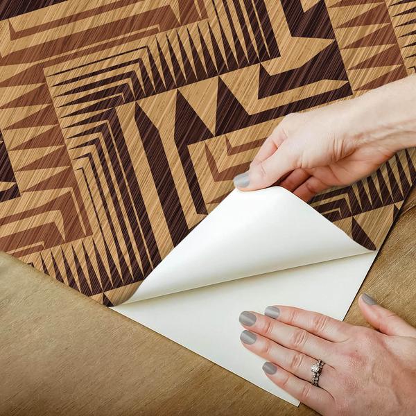 Imagem de Papel De Parede Vinílico Chevron Marrom Tribal Sala 12m