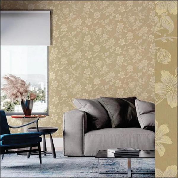 Imagem de  Papel de Parede Vinílico Contemporâneo Romântico Floral Bege 4127