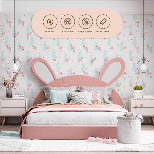 Imagem de Papel De Parede Vinílico Flamingo Rosa Cozinha e Quarto 5m