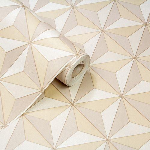 Imagem de Papel De Parede Vinilico Lavavel Geometrico Rose Marrom 3d