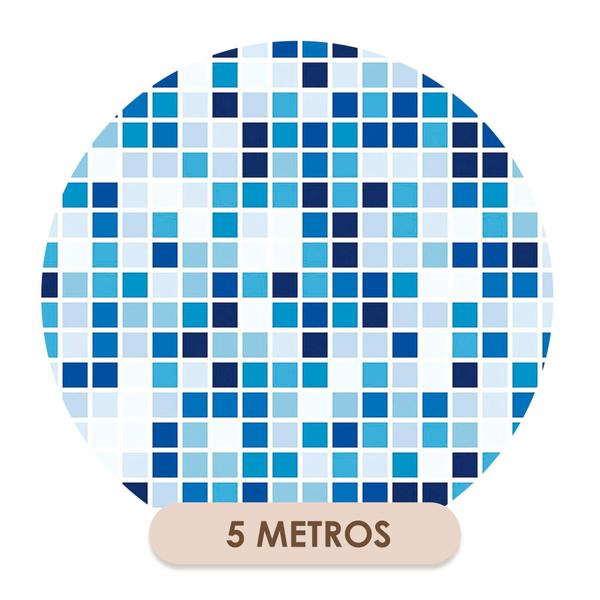 Imagem de Papel De Parede Vinílico Pastilhas Tons Azul E Branco Cozinha Banheiro 5m