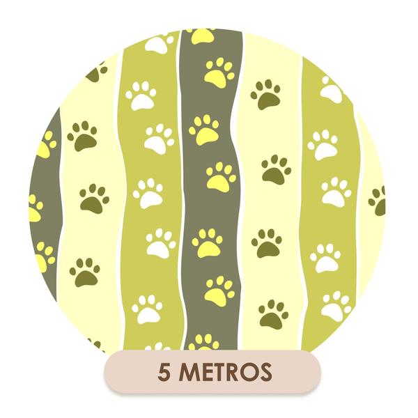 Imagem de Papel de Parede Vinílico Patas Gato Cachorro Verde Petshop  5m